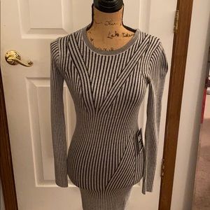 Black and gray striped sweater dress from Express
